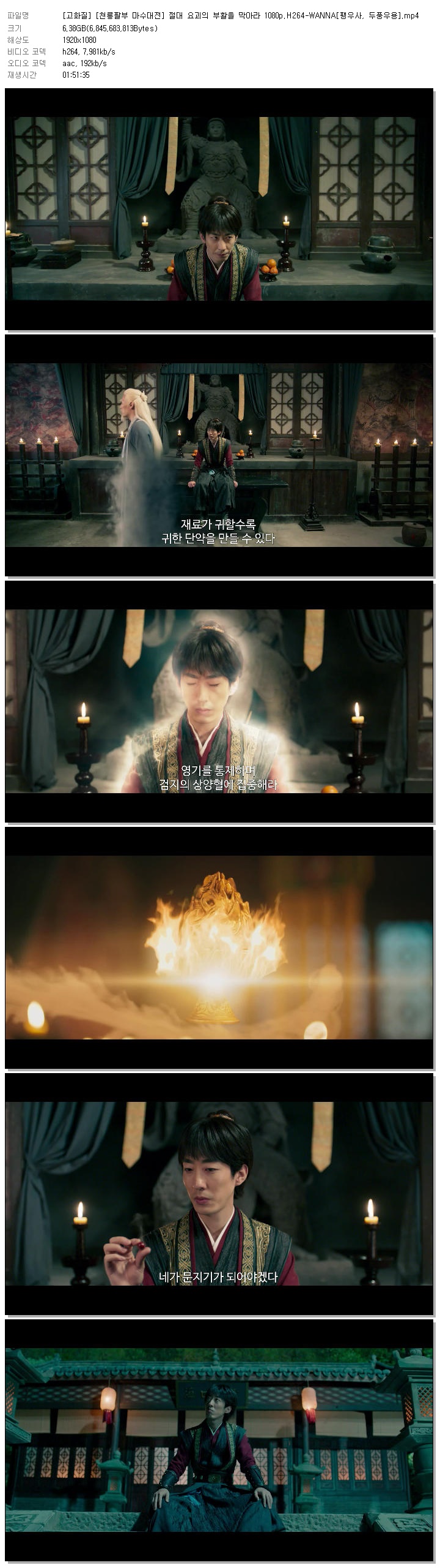 [고화질] [천룡팔부 마수대전] 절대 요괴의 부활을 막아라 1080p.H264-WANNA[팽우사, 두풍우용]