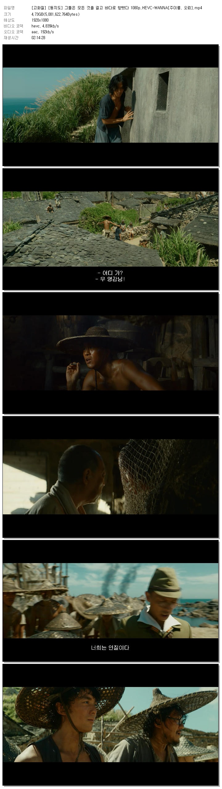 [고화질] [동지도] 그들은 모든 것을 걸고 바다로 향했다 1080p.HEVC-WANNA[주이룽, 오뢰]