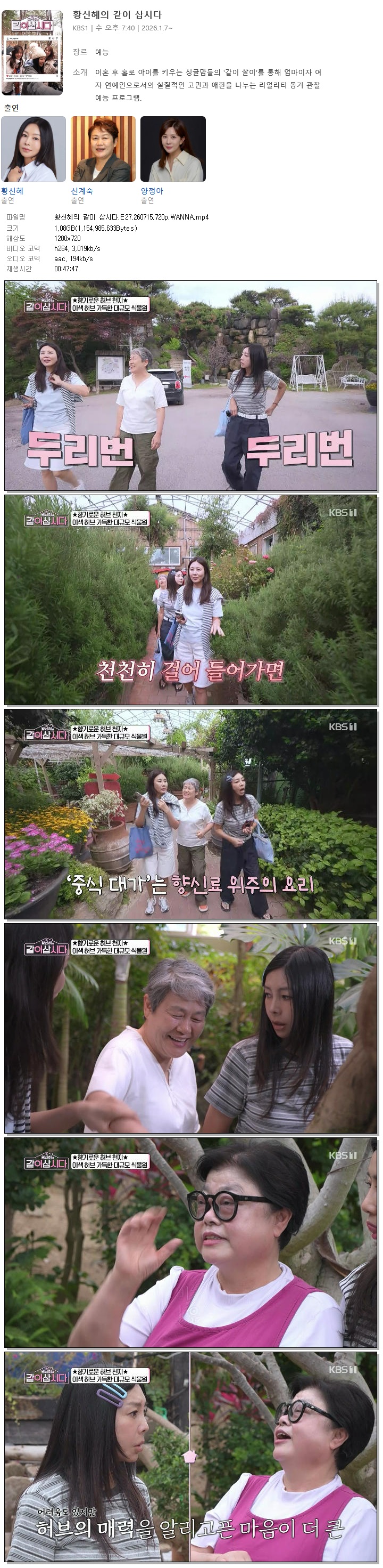 황신혜의 같이 삽시다.E27.260715.720p.WANNA