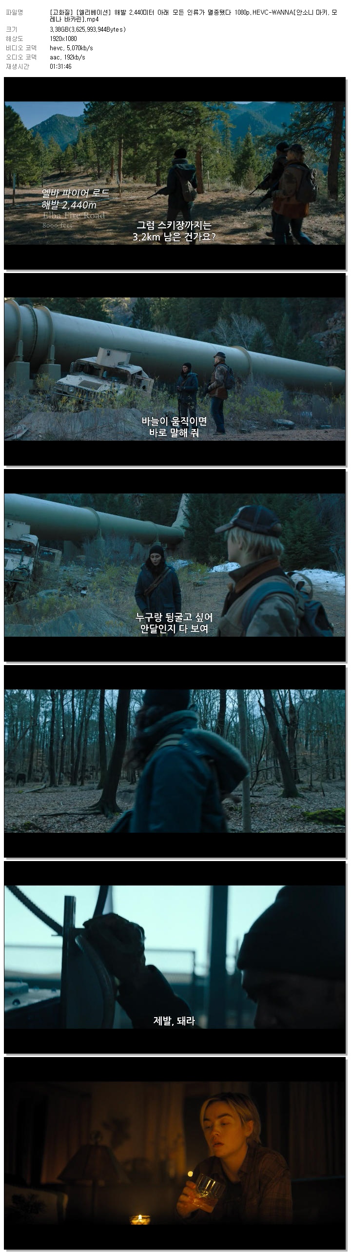 [고화질] [엘리베이션] 해발 2,440미터 아래 모든 인류가 멸종됐다 1080p.HEVC-WANNA[안소니 마키, 모레나 바카린]