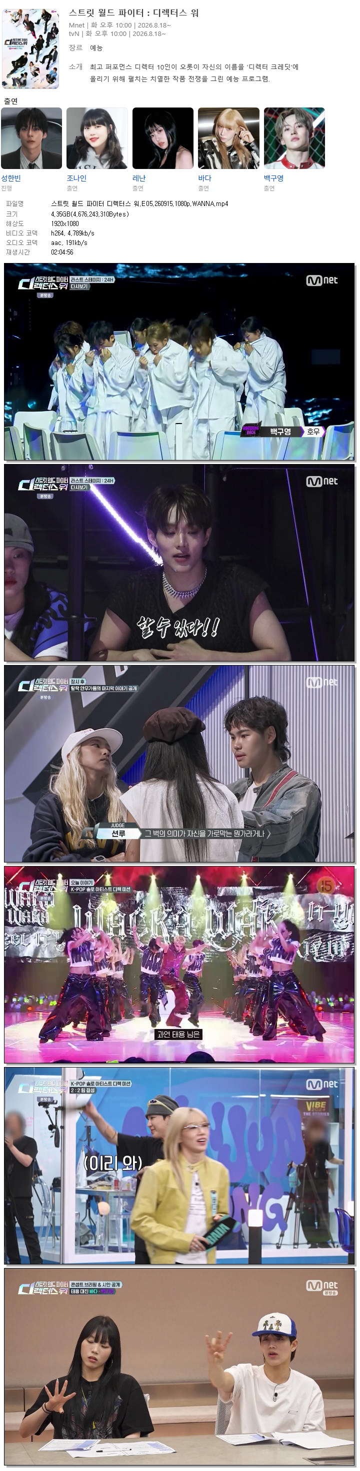 스트릿 월드 파이터 디렉터스 워.E05.260915.1080p.WANNA