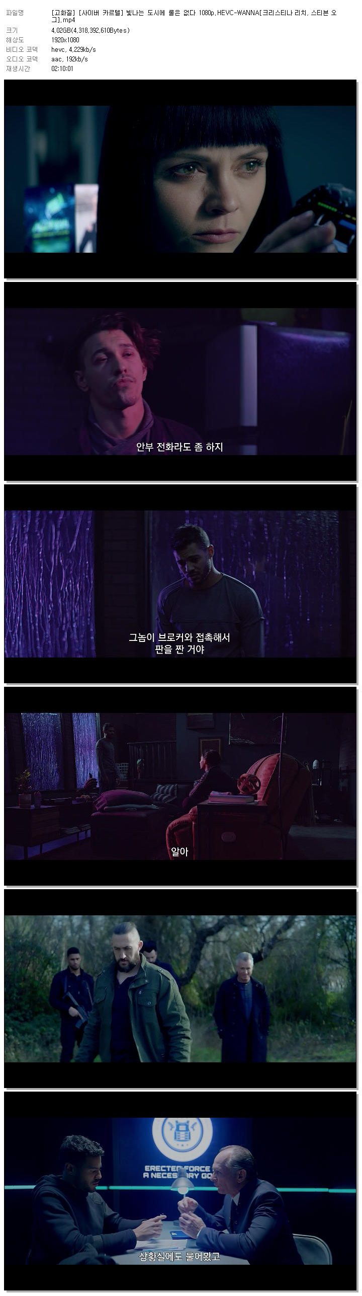 [고화질] [사이버 카르텔] 빛나는 도시에 룰은 없다 1080p.HEVC-WANNA[크리스티나 리치, 스티븐 오그]