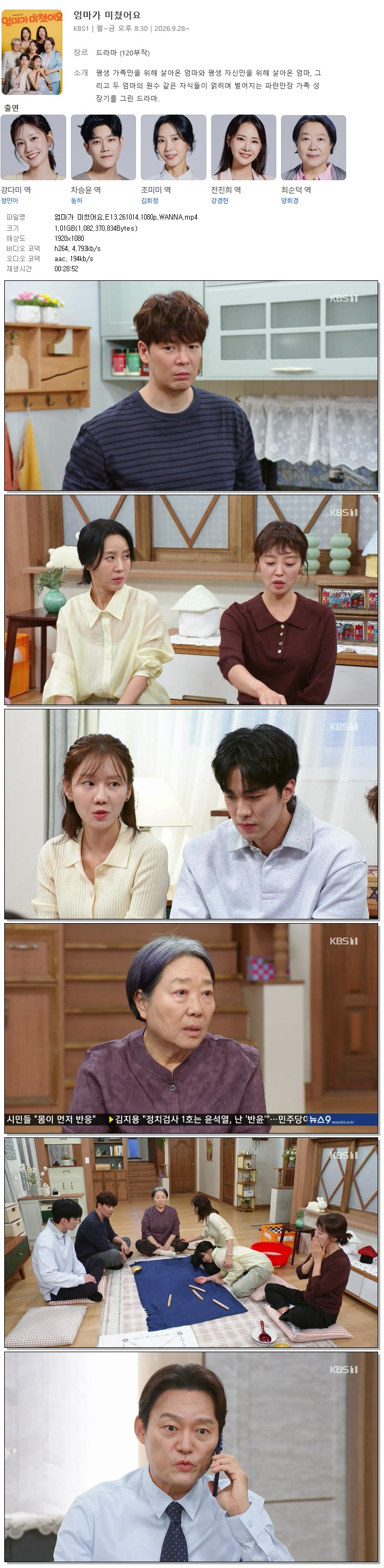 엄마가 미쳤어요.E13.261014.1080p.WANNA