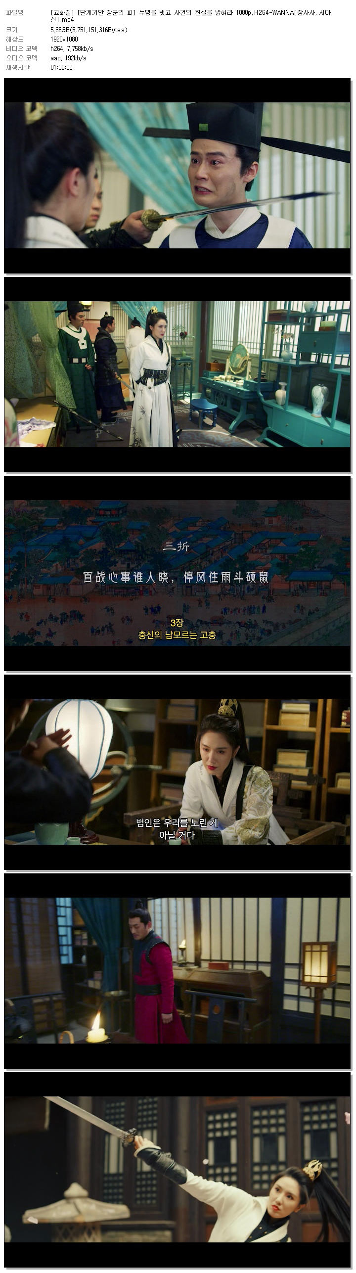 [고화질] [단계기안 장군의 피] 누명을 벗고 사건의 진실을 밝혀라 1080p.H264-WANNA[장사사, 서아신]